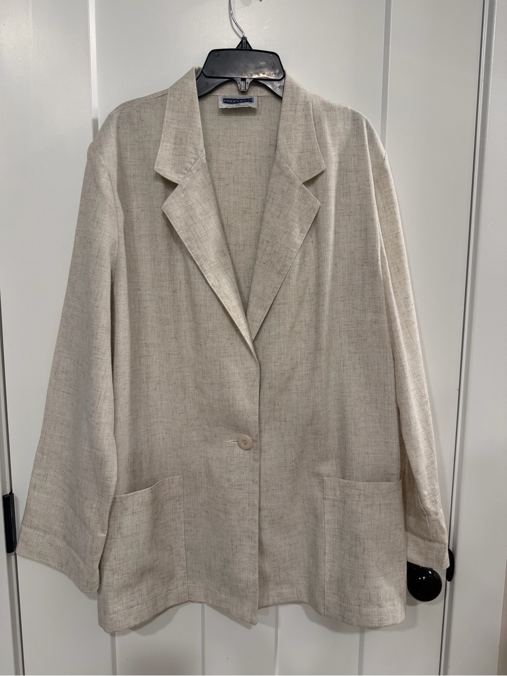 Sag Harbor Neutral Beige Single-Button Linen Blazer